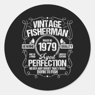 Sticker Rond Anniversaire de pêche 1979 pour un pêcheur né en 1