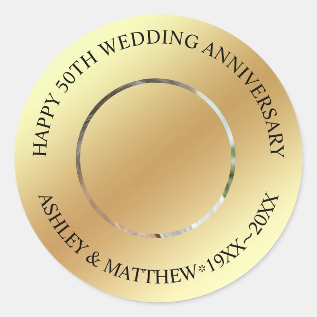 Sticker Rond Anniversaire de photo personnalisée (Devant)