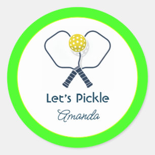 Sticker Rond Anniversaire de Pickleball Néon Prépa Let's Pickle
