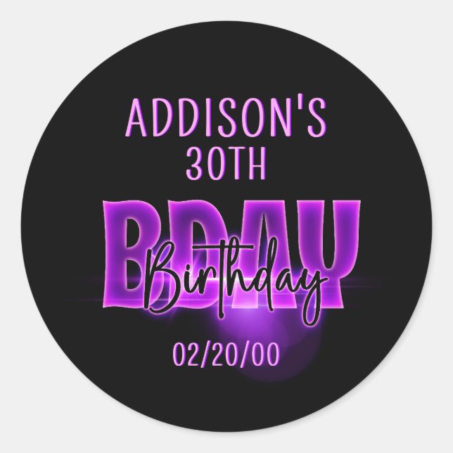 Sticker Rond Anniversaire de Pink Neon (Devant)