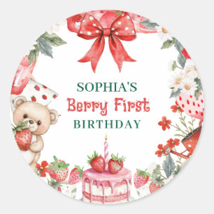 Sticker Rond Anniversaire de première année fraise vintage