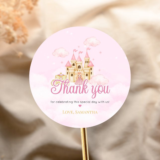 Sticker Rond Anniversaire de Princesse (Four Ever Princess Birthday Party Sticker)