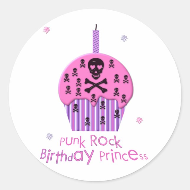 Sticker Rond Anniversaire de Punk Rock Princess (Devant)