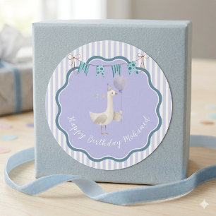 Sticker Rond Anniversaire de Silly Goose Premier Garçon Lavande