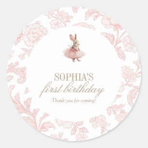 Sticker Rond Anniversaire de Some Bunny Lapin Rose Fête