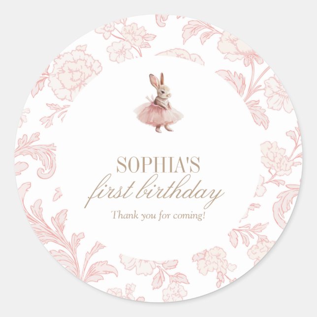 Sticker Rond Anniversaire de Some Bunny Lapin Rose Fête (Devant)