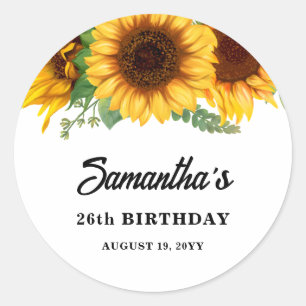 Sticker Rond Anniversaire de tournesol rustique