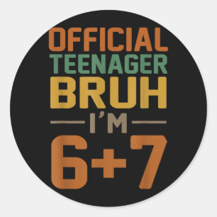 Sticker Rond Anniversaire des 13 ans garçons adolescent drôle s