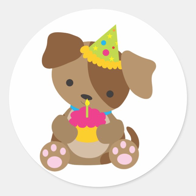 Sticker Rond Anniversaire des chiots (Devant)