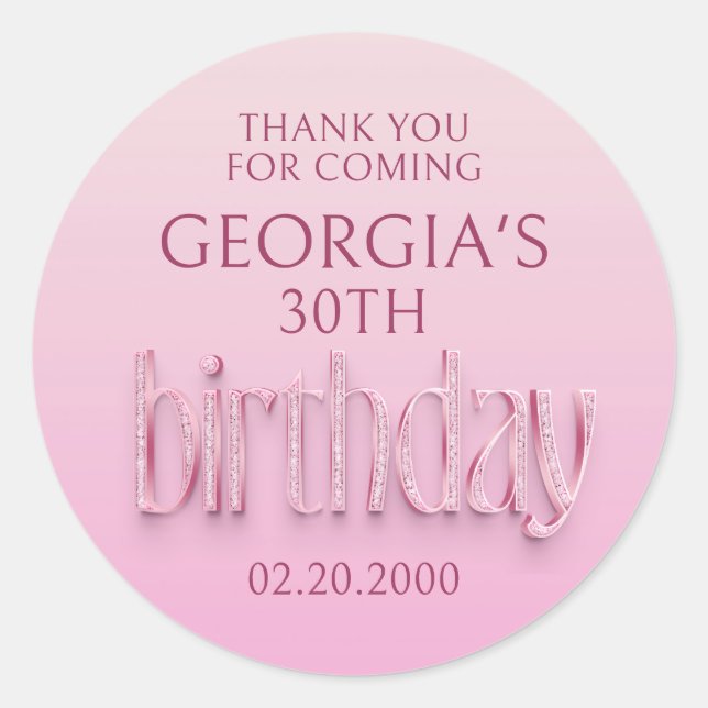 Sticker Rond Anniversaire des diamants roses (Devant)