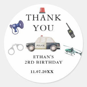 Sticker Rond Anniversaire des enfants de police élégants