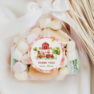 Sticker Rond Anniversaire des tracteurs rouges