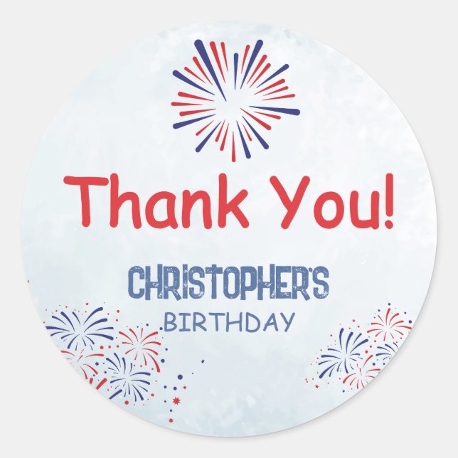 Sticker Rond Anniversaire d'été Americana Little Firecracker (Devant)
