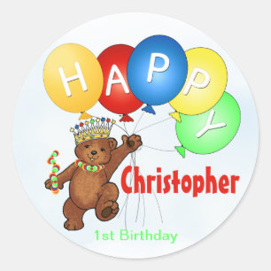 Sticker Rond Anniversaire d'ours de joyeux anniversaire ęr