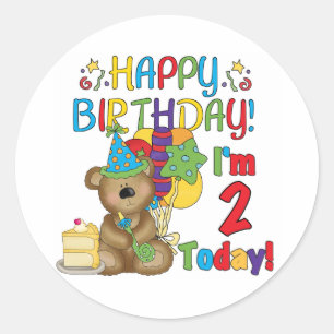 Sticker Rond Anniversaire d'ours de nounours de joyeux
