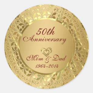 Sticker Rond Anniversaire du 50e Mariage de l'or mousseux