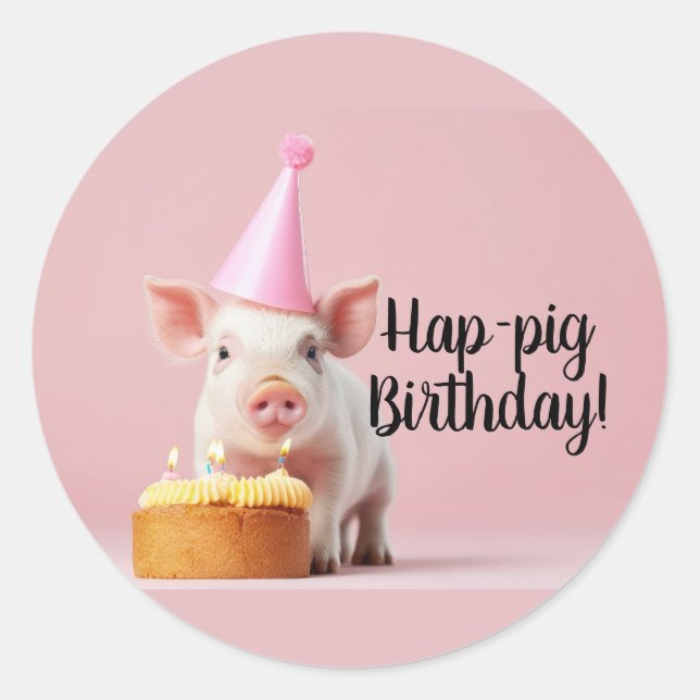 Sticker Rond Anniversaire du cochon de lait ! (Devant)