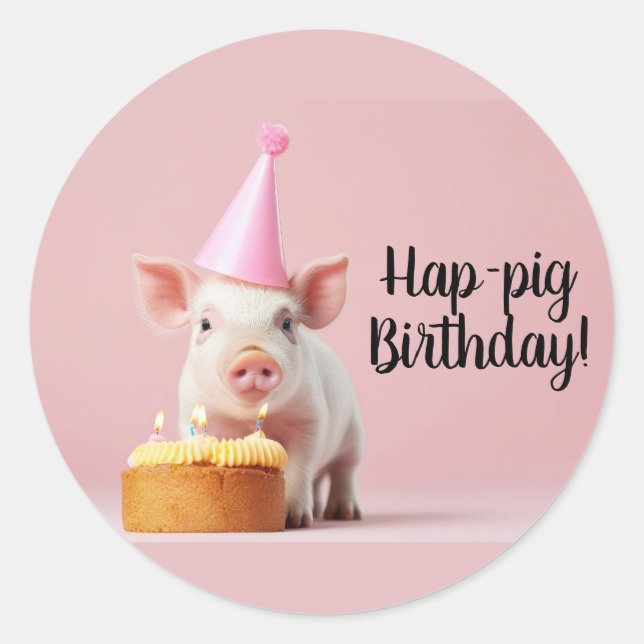 Sticker Rond Anniversaire du cochon de lait ! (Devant)