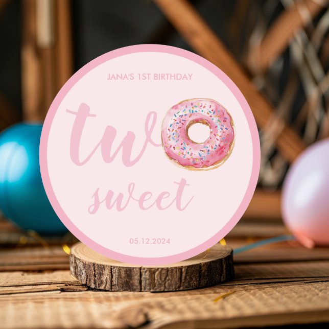 Sticker Rond Anniversaire du Donut rose (Créateur téléchargé)