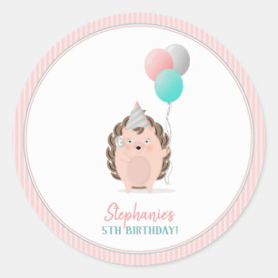Sticker Rond Anniversaire du Hérisson mignon
