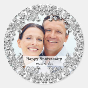 Sticker Rond Anniversaire du Mariage de diamant avec une photo