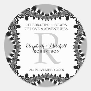 Sticker Rond Anniversaire du Mariage Monogramme Vintage moderne