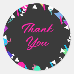 Sticker Rond Anniversaire du Motif noir des années 80