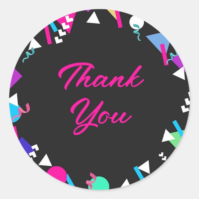 Sticker Rond Anniversaire du Motif noir des années 80 (Devant)