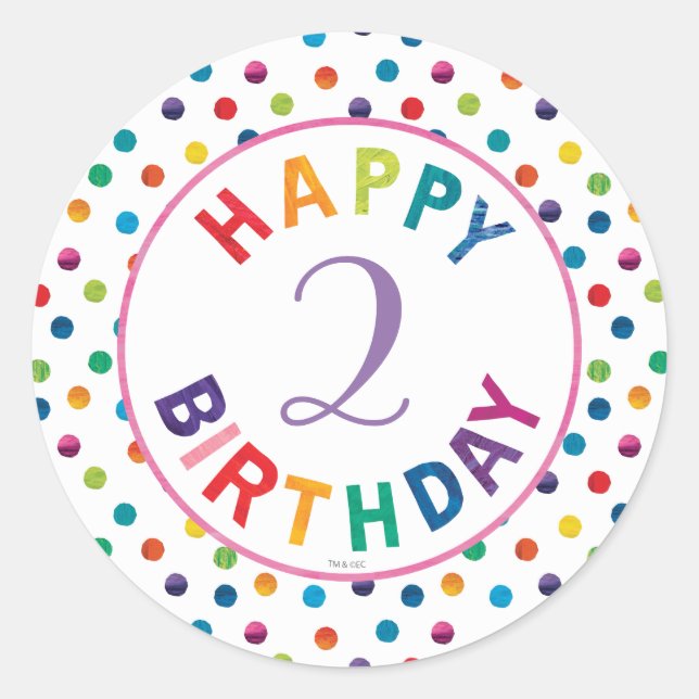 Sticker Rond Anniversaire du papillon Caterpillar, très affamé (Devant)