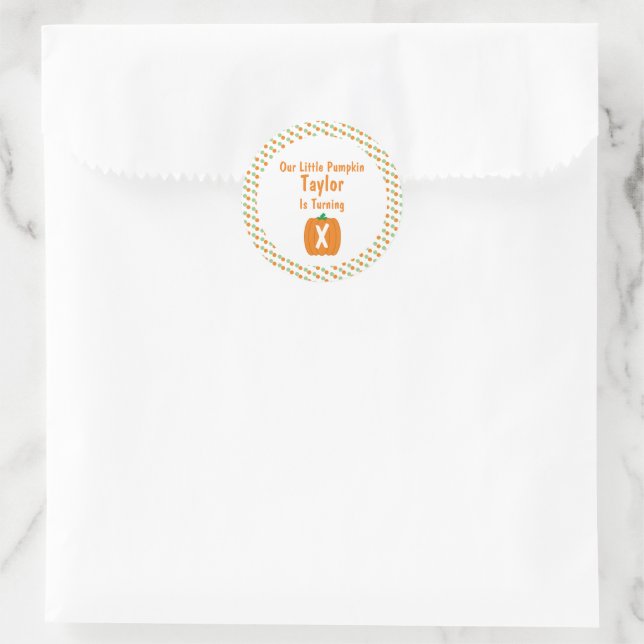 Sticker Rond Anniversaire du petit Citrouille (Sac)