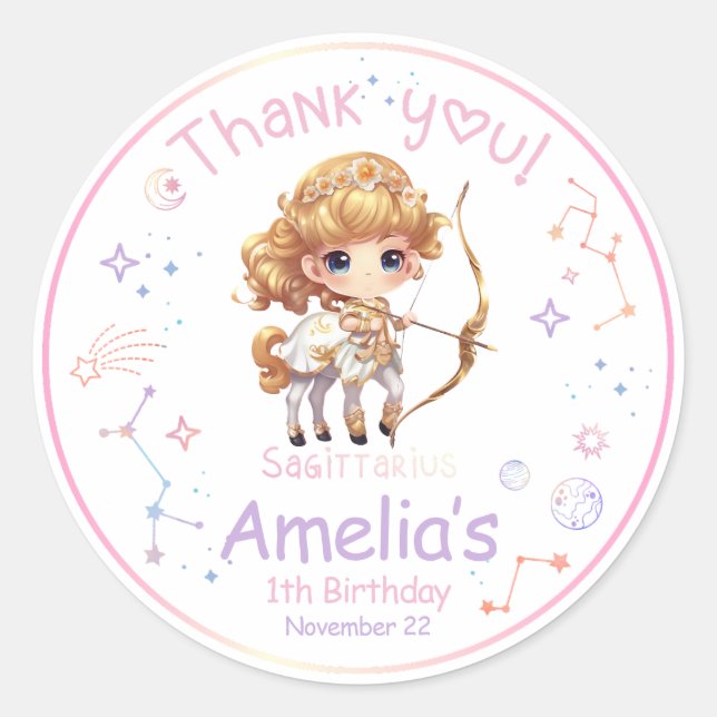 Sticker Rond Anniversaire du Sagittarius Zodiac (Devant)