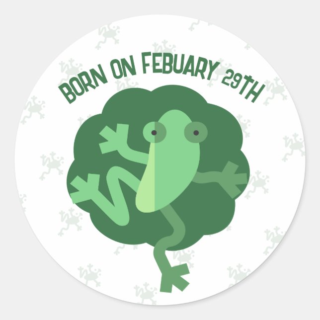 Sticker Rond Anniversaire du saut de grenouille 29 fév Leapling (Devant)