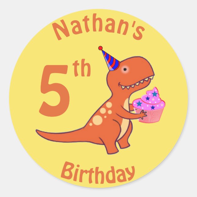 Sticker Rond Anniversaire du Tyrannosaurus (Devant)