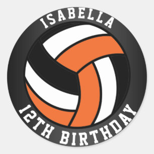 Sticker Rond Anniversaire du volley-ball orange, noir et blanc