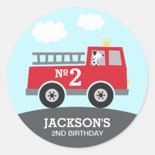 Sticker Rond Anniversaire d'un camion d'incendie personnalisé
