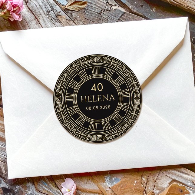 Sticker Rond Anniversaire élégant grec ou romain avec couleurs  (Créateur téléchargé)