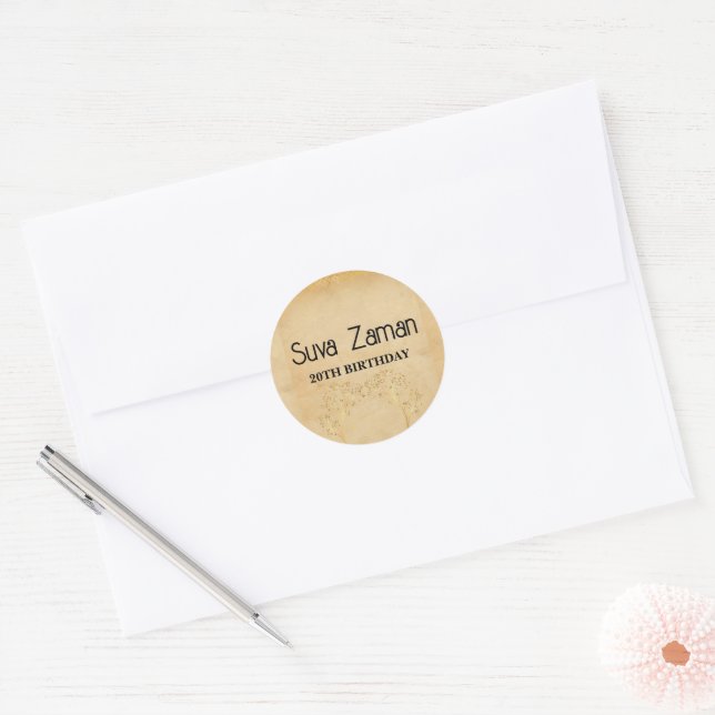 Sticker Rond Anniversaire élégant simple mignon gris 20 ans (Enveloppe)