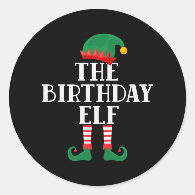 Sticker Rond Anniversaire Elf drôle Noël (Devant)