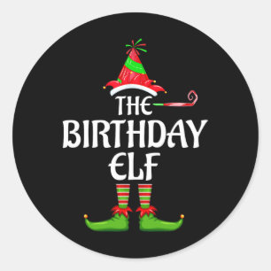 Sticker Rond Anniversaire Elf Matching Famille Groupe Noël