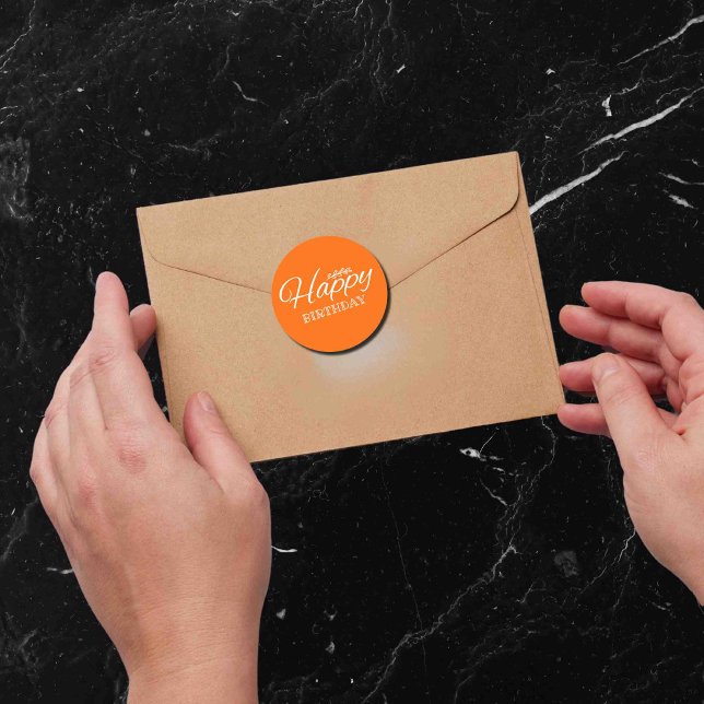 Sticker Rond Anniversaire en néon orange (Créateur téléchargé)