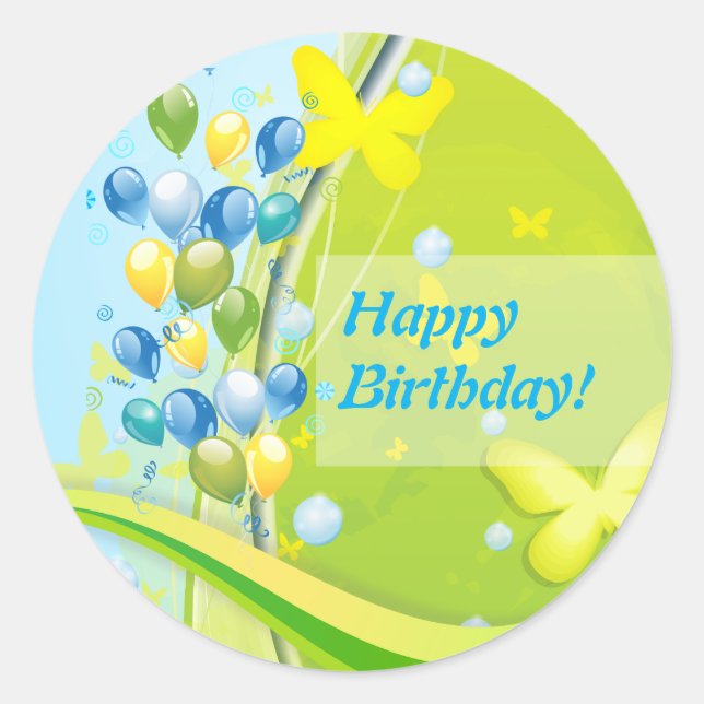 Sticker Rond Anniversaire ensoleillé (Devant)