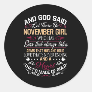 Sticker Rond Anniversaire Et Dieu A Dit Qu'Il Y Ait Une Fille