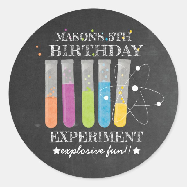 Sticker Rond Anniversaire Expérience Science Anniversaire (Devant)