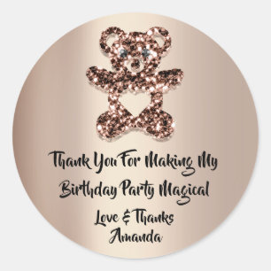 Sticker Rond Anniversaire Favoriser Brown Coeur Étincelle Parti