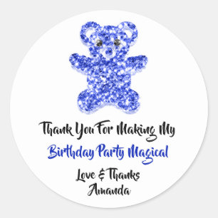 Sticker Rond Anniversaire Favoriser Parties scintillant Bleu D