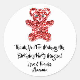 Sticker Rond Anniversaire Favoriser Parties scintillant Rouge S