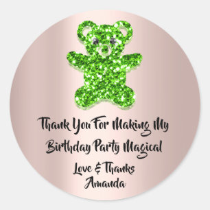 Sticker Rond Anniversaire Favoriser Parties scintillant verte É