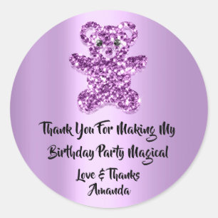 Sticker Rond Anniversaire Favoriser Parties scintillant Violet 