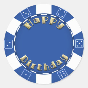 Sticker Rond Anniversaire fête ajouter âge poker puce autocolla
