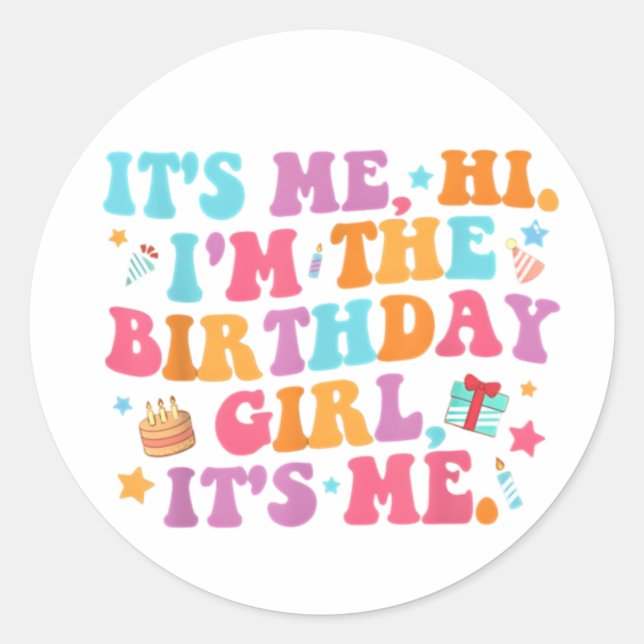 Sticker Rond Anniversaire Fête C'Est Moi Bonjour Im L'Anniversa (Devant)